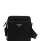 Re-Nylon and Saffiano Leather Shoulder Bag - Black