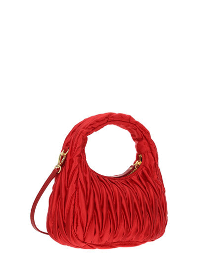 Miu Wander Matelassé Satin Mini Hobo Bag - Red