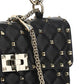 Small Rockstud Spike Nappa Leather Bag - Black