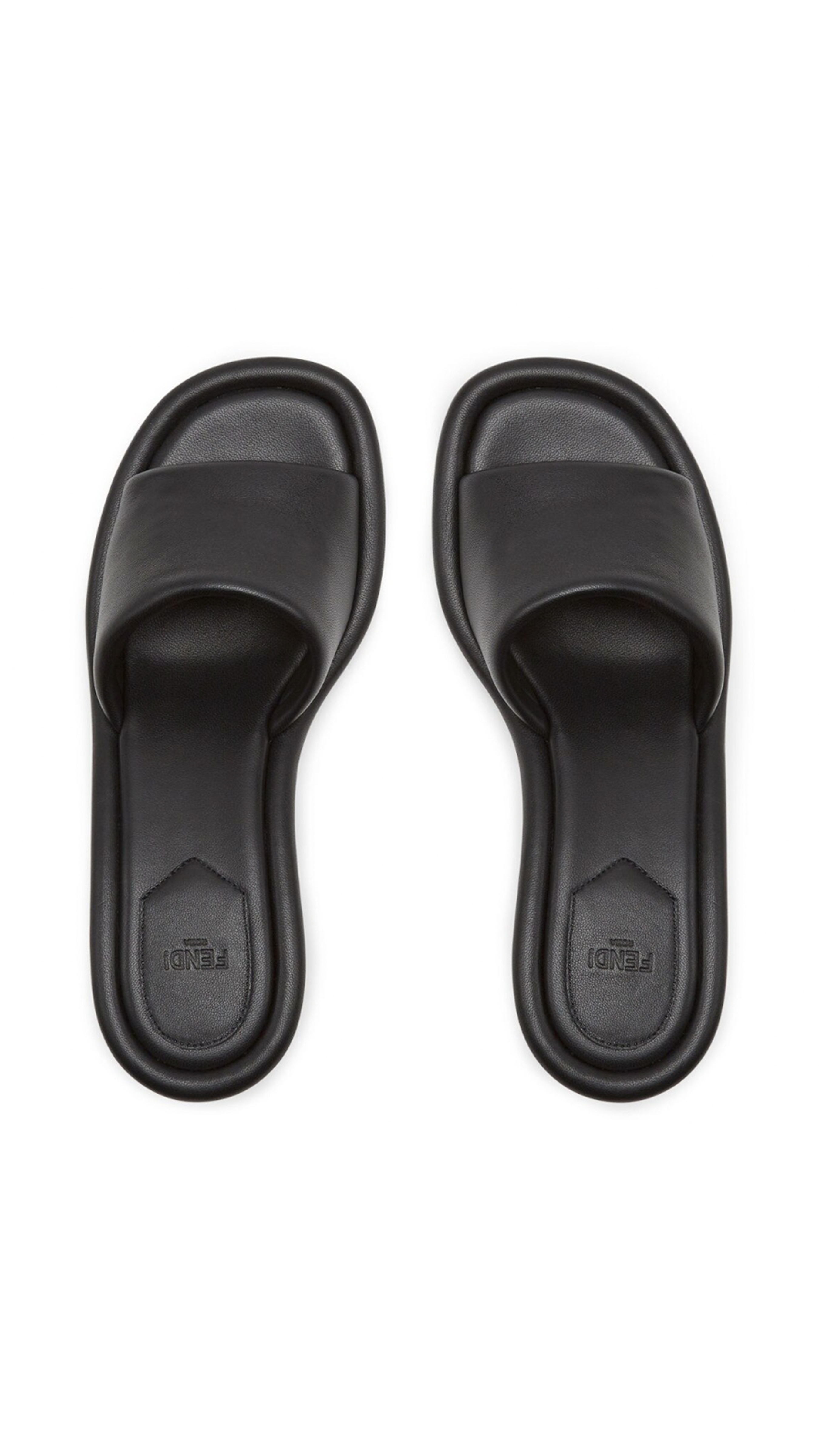 Baguette Leather Slides - Black/Gold