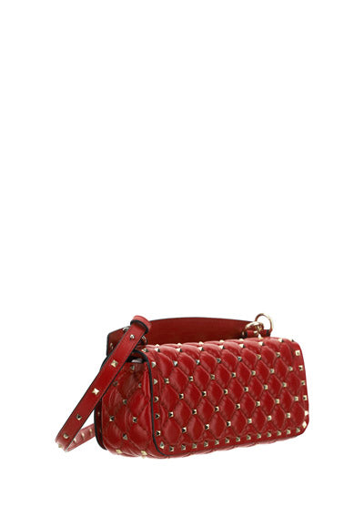 Rockstud Spike Calfskin Shoulder Bag - Red