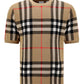Short-sleeve Check Silk Wool Jacquard Top - Archive Beige