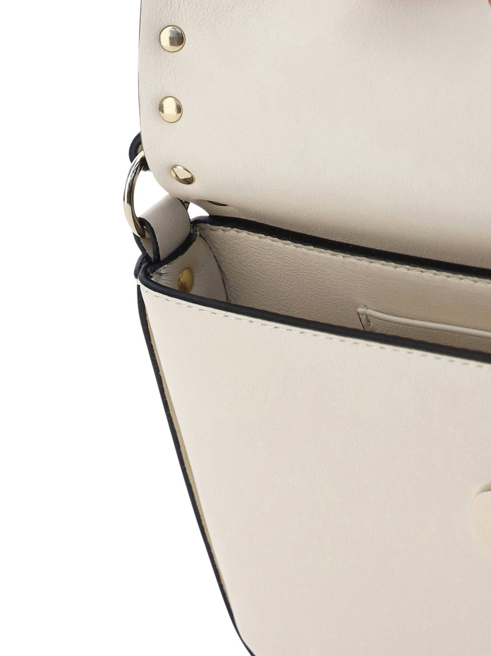 Rockstud Calfskin Pouch Crossbody Bag - Ivory.