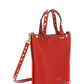 Rockstud Grainy Calfskin Small Tote - Red