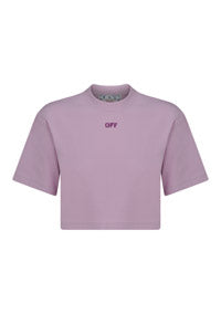 Off Stamp Ribbed Cropped Tee - Purple
