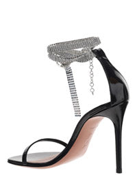 Giorgia Crystal Ankle Wrap Sandal - Black