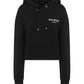 Cropped Hooded Cotton Sweatshirt Logo - Black