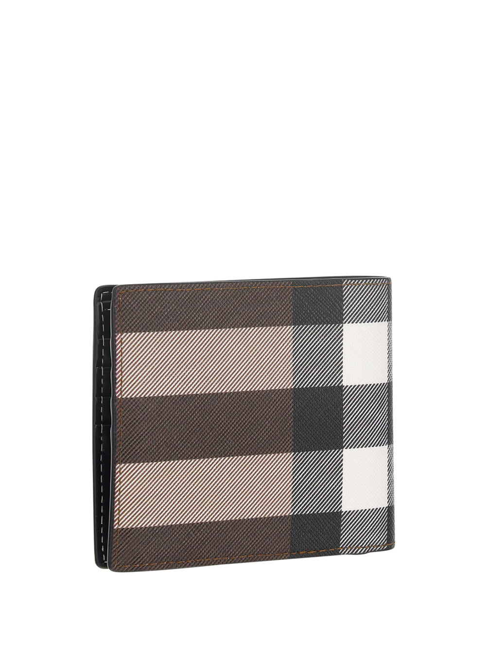 Check and Leather International Bifold Wallet - Dark Birch Brown