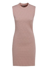 FF Logo-Embossed Knit Dress - Pink