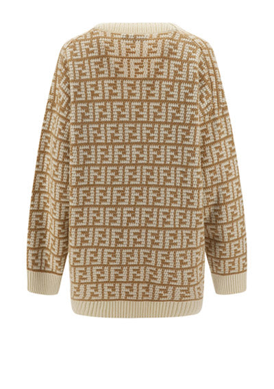 Ff Crocheted Cashmere Cardigan - Beige