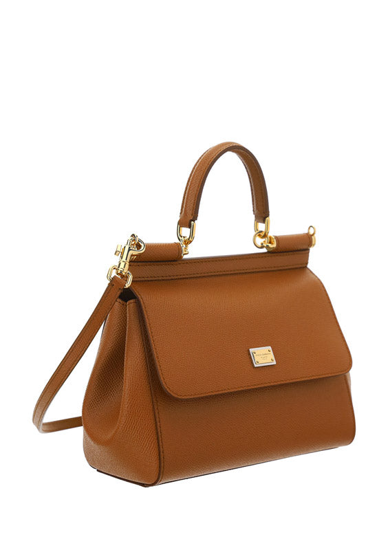 Small Sicily Bag In Dauphine Calfskin - Brown