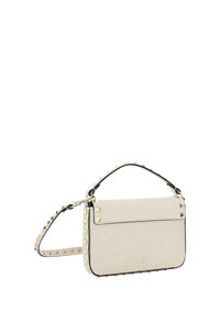 Rockstud Calfskin Pouch Crossbody Bag - Ivory.