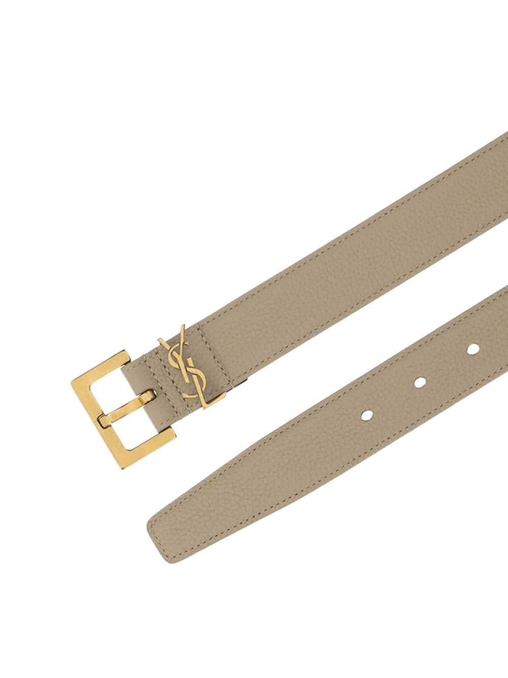 Cassandre Belt With Square Buckle in Grained Leather - Sea Salt