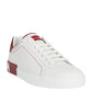 Calfskin Nappa Portofino Sneakers - White / Red