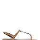Cassandra Flat Sandals in Leather with Bronze-Tone Monogram - Marron Gold