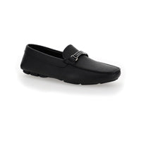 Saffiano Leather Loafers - Black