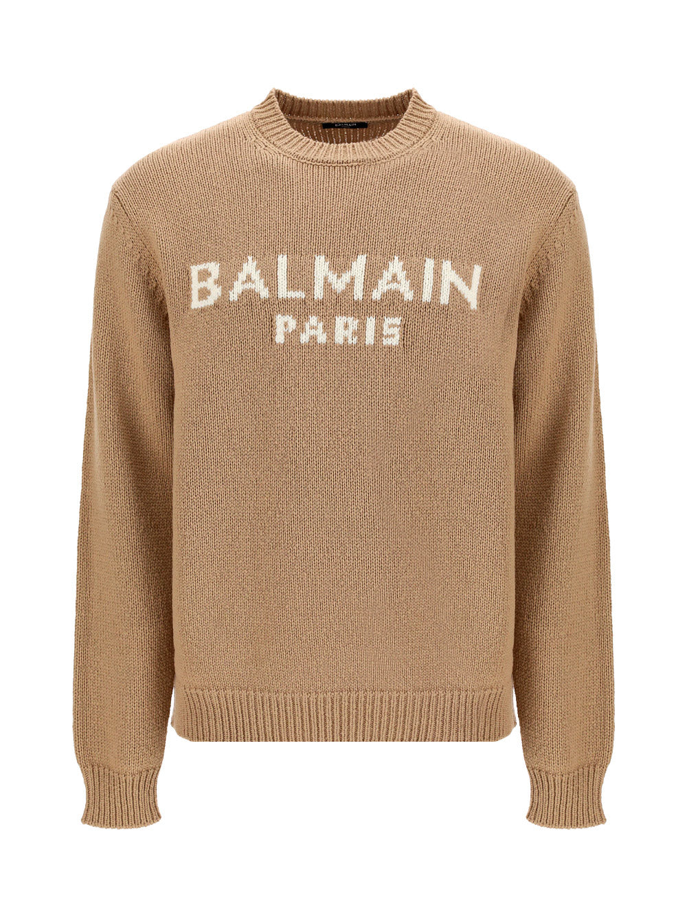 Marino Wool Sweater Logo - Beige