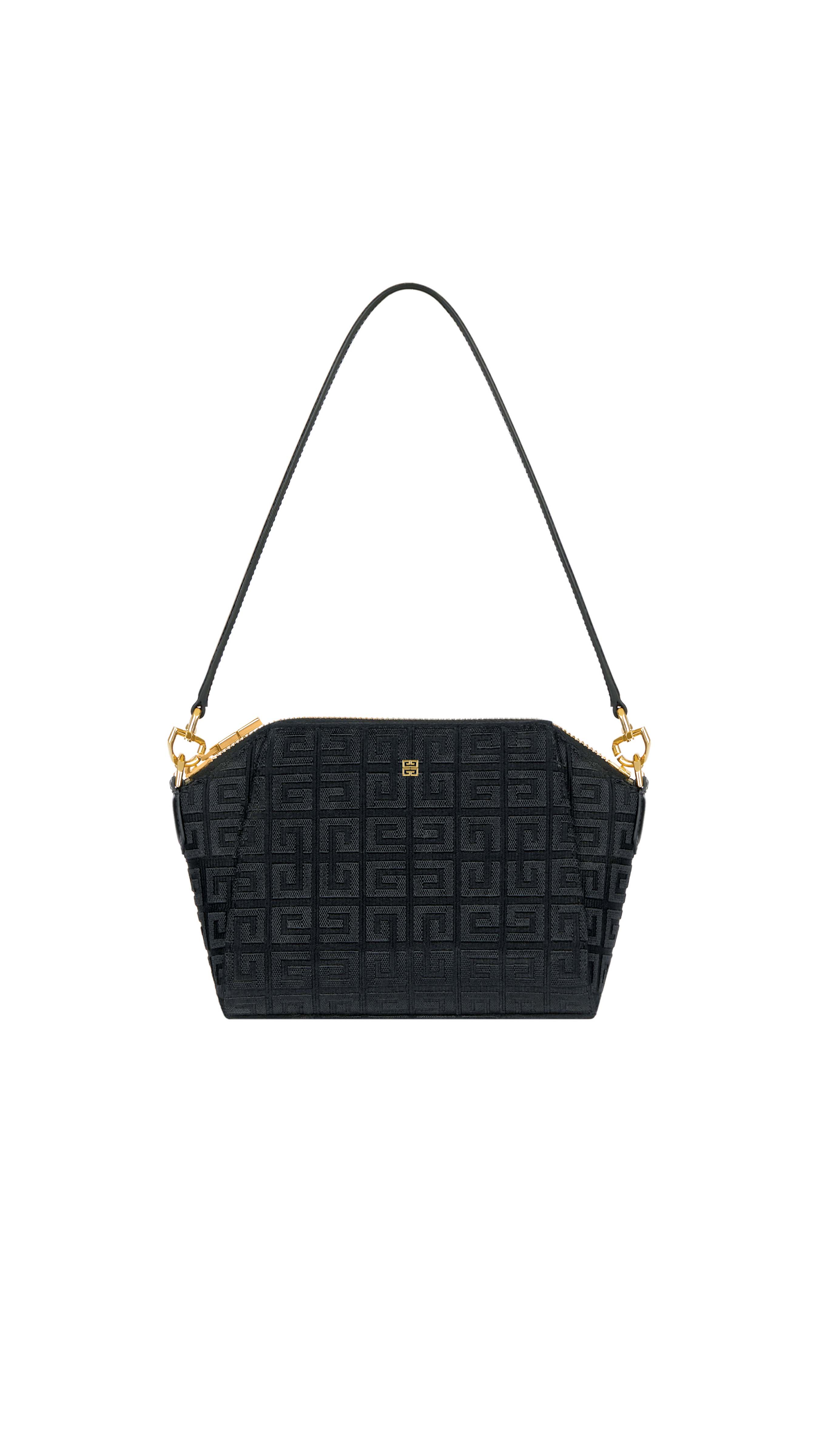 XS Antigona Bag In 4G Embroidered Canvas- Black