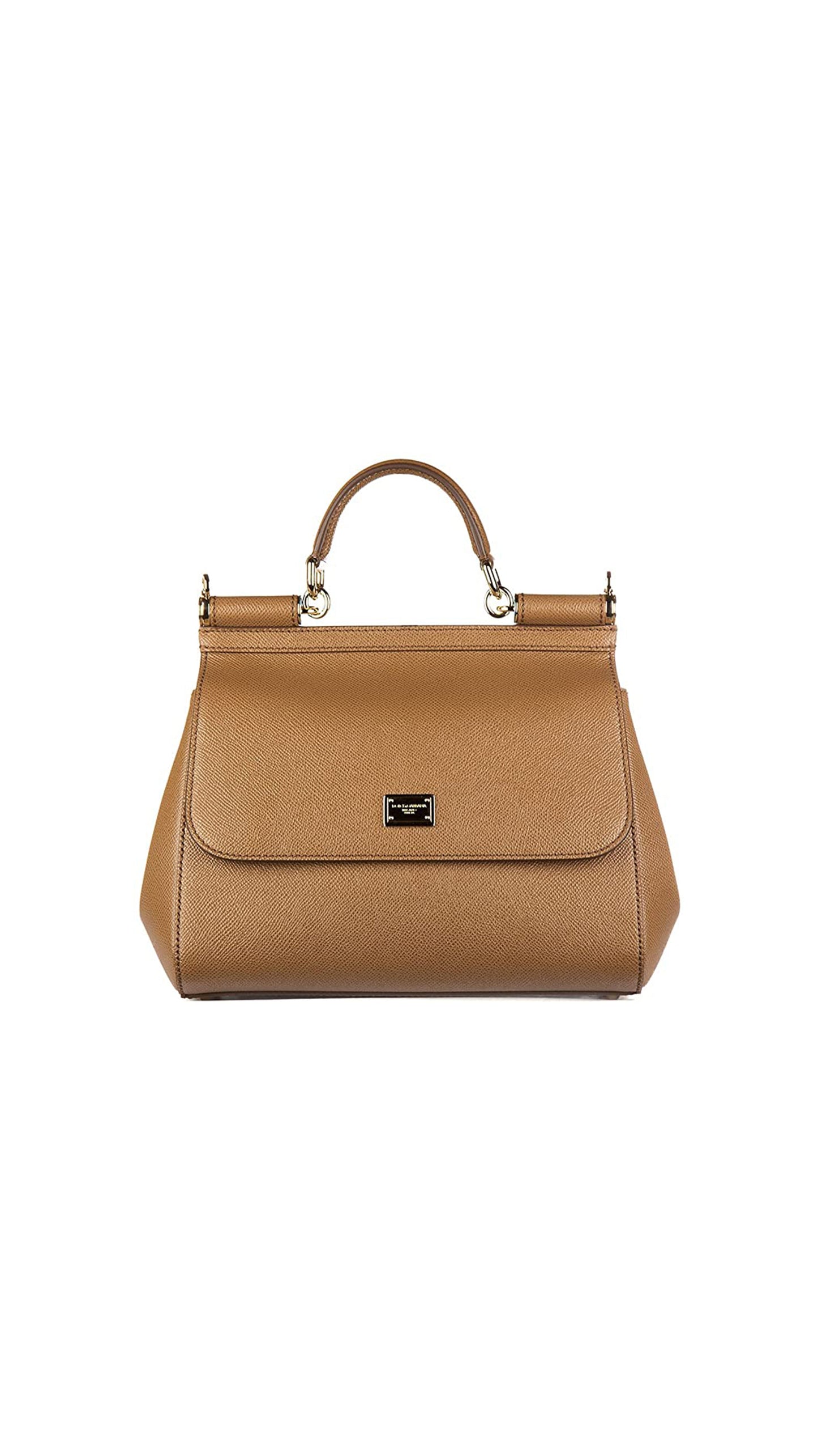 Medium Sicily Handbag in Dauphne Leather - Tan