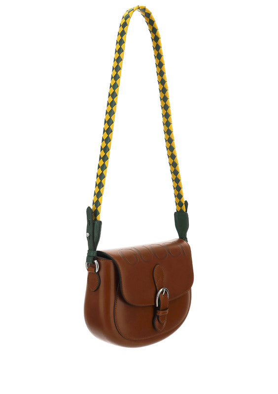 Small Shoulder Bag with Logo - Brown