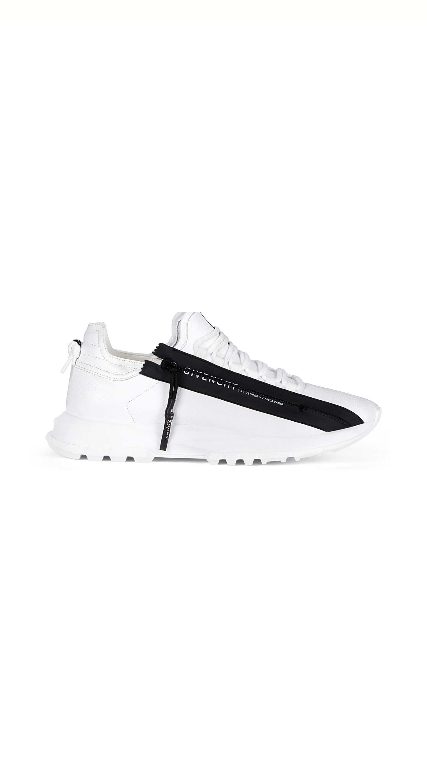 Spectre Low Runners Sneakers In Perforated Leather With Zip - White