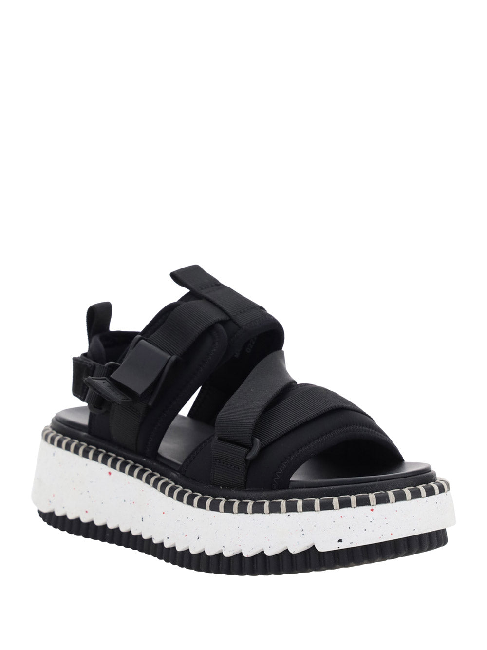 Lilli Sporty Flat Sandal In Recycled Textile - Black