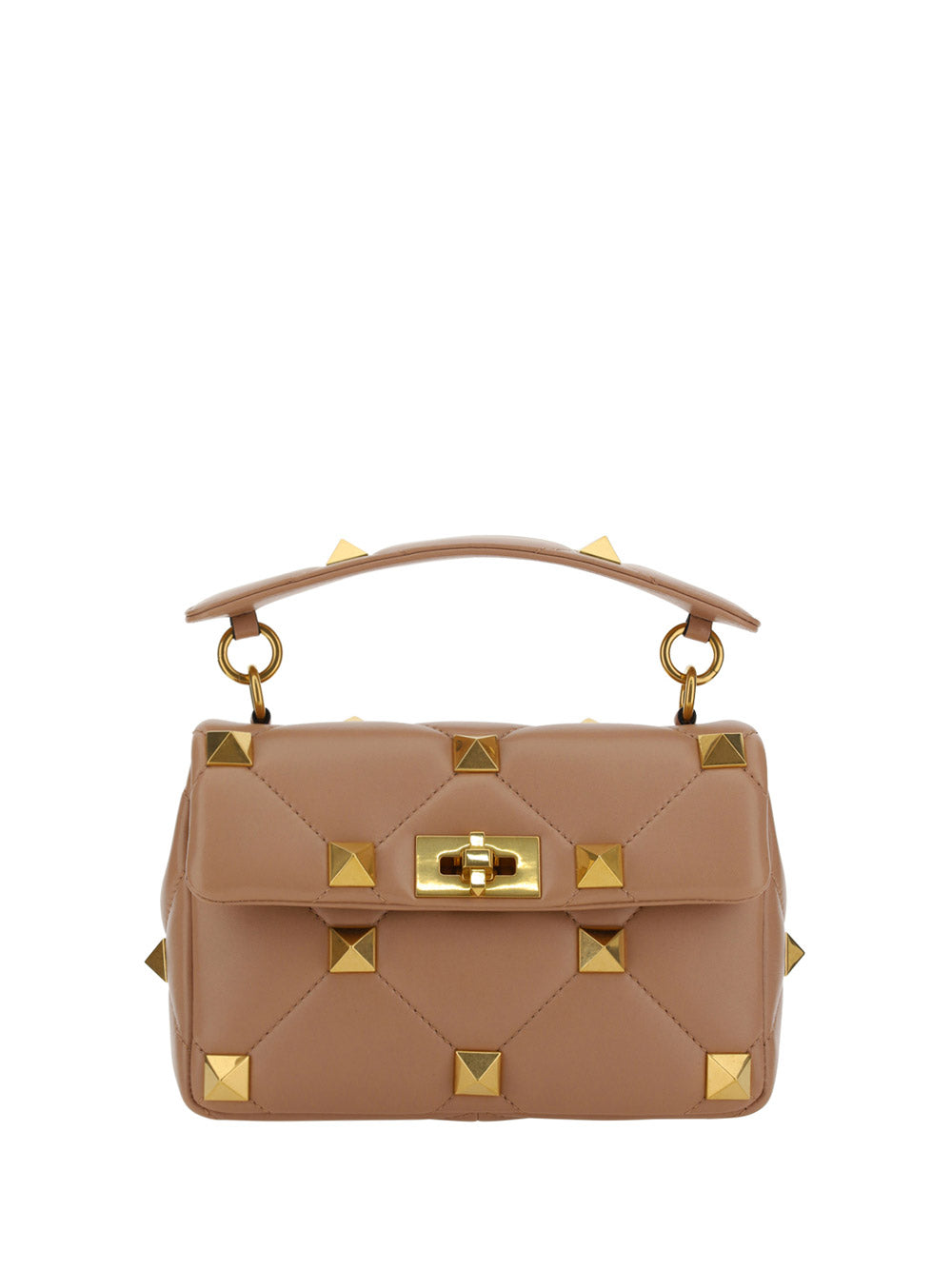 Medium Roman Stud the Shoulder Bag in Nappa With Chain - Rose Canelle