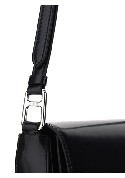 Brushed Leather Shoulder Bag - Black