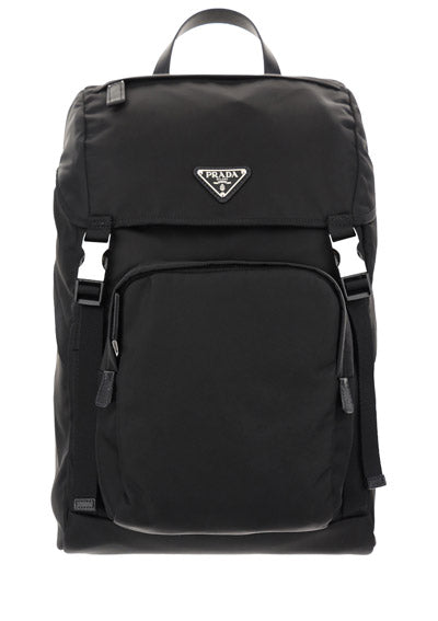 Re-Nylon and Saffiano Leather Backpack - Black