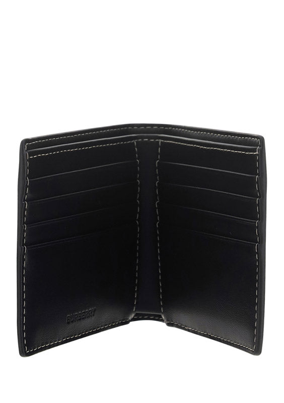 Check and Leather International Bifold Wallet - Dark Birch Brown