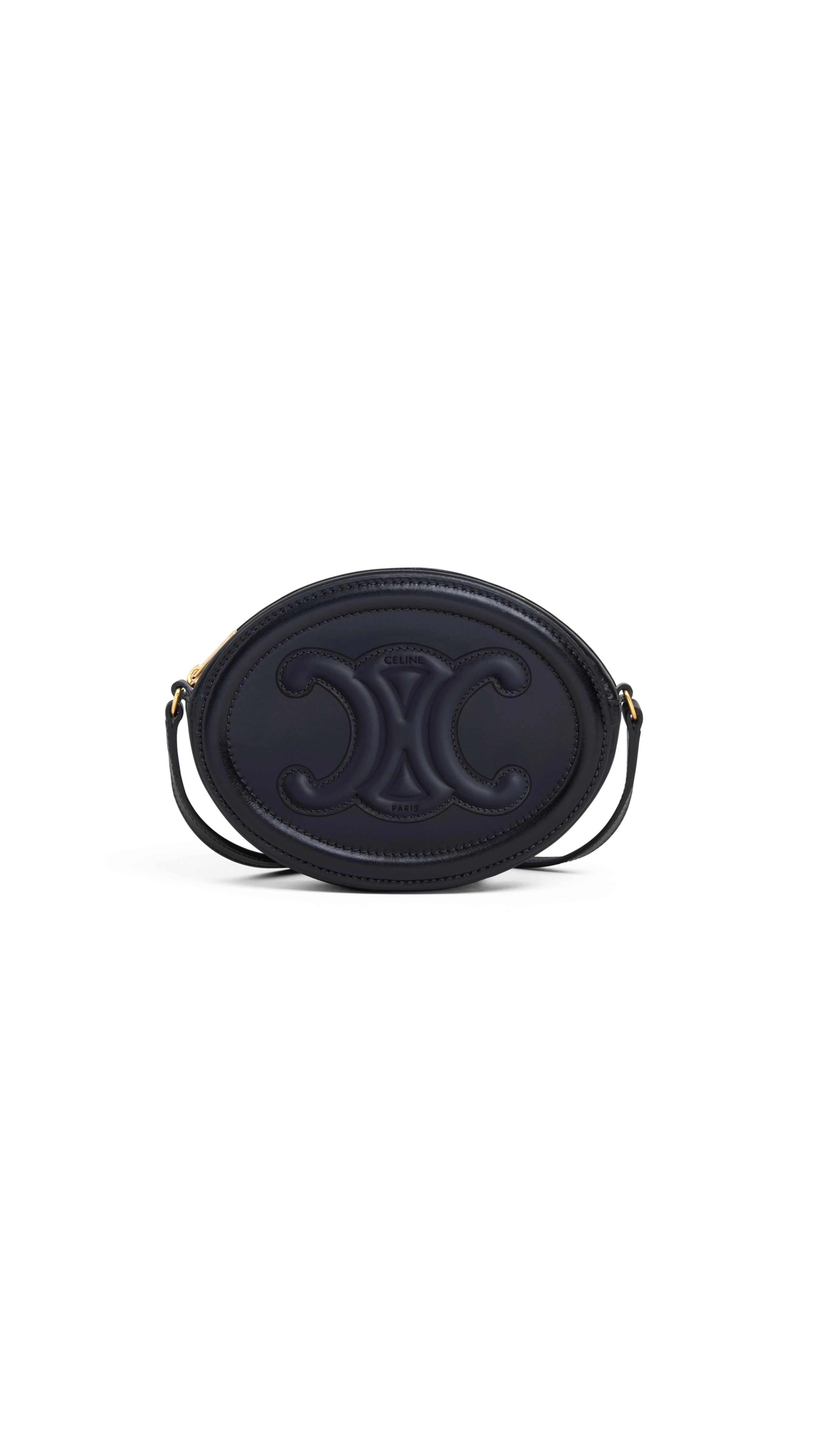 Crossbody Oval Purse Cuir Triomphe In Smooth Calfskin - Black