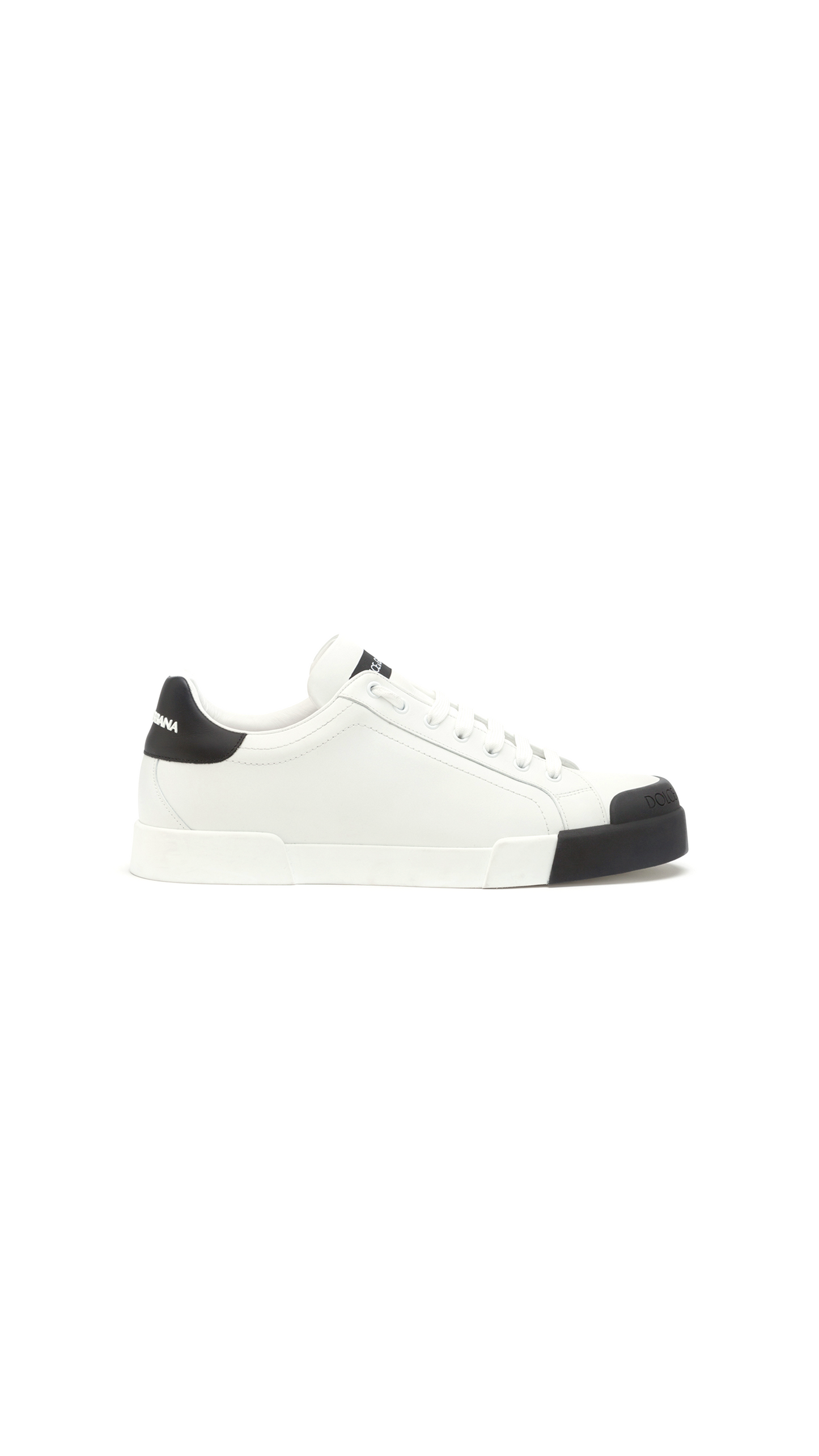 Calfskin Nappa Portofino Sneakers with Rubber Toe - White