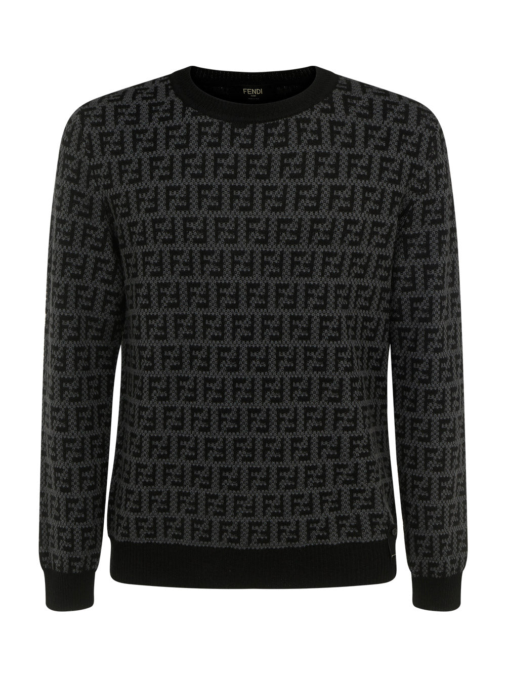 Monogram Wool Pullover - Black Grey
