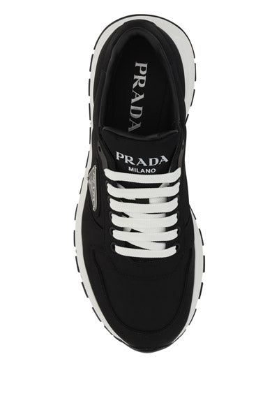 PRAX 01 Re-Nylon and Brushed Leather Sneakers - Black/White