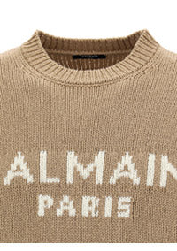 Marino Wool Sweater Logo - Beige