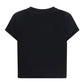 Cropped eco-designed cotton T-shirt with small flocked Balmain logo - Black