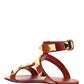 Roman Stud Enamel Flat Sandals - Red