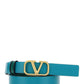 Reversible Vlogo Signature Belt In Shiny Calfskin 20MM- Green / Blue
