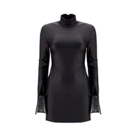 Crystal Cuff Dress In Stretch Jersey - Black