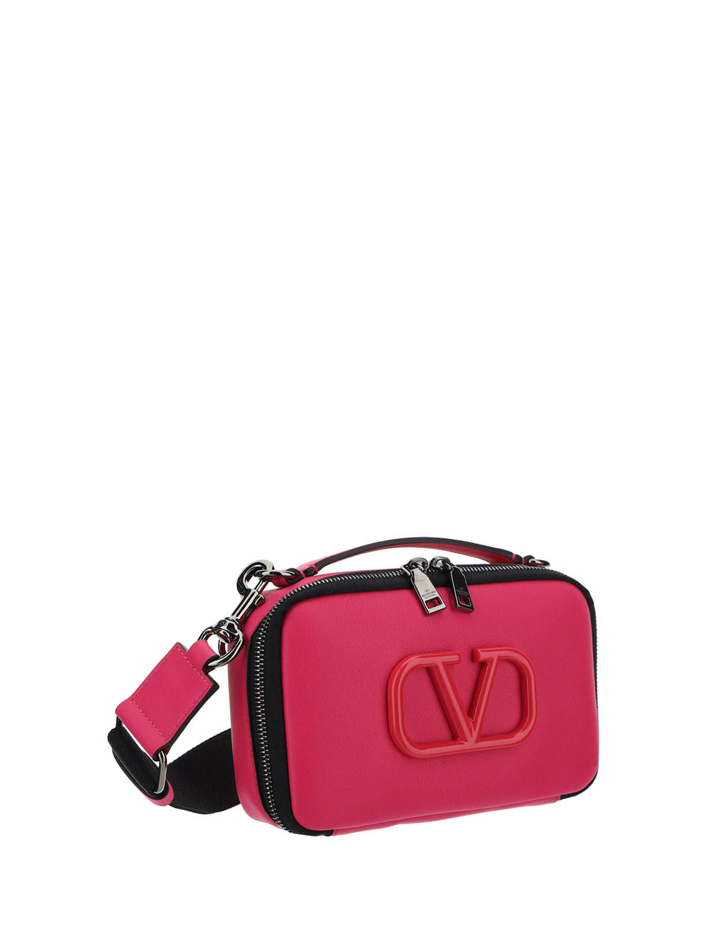 Man Lacquered Vlogo Signature Leather Crossbody Bag - Pink