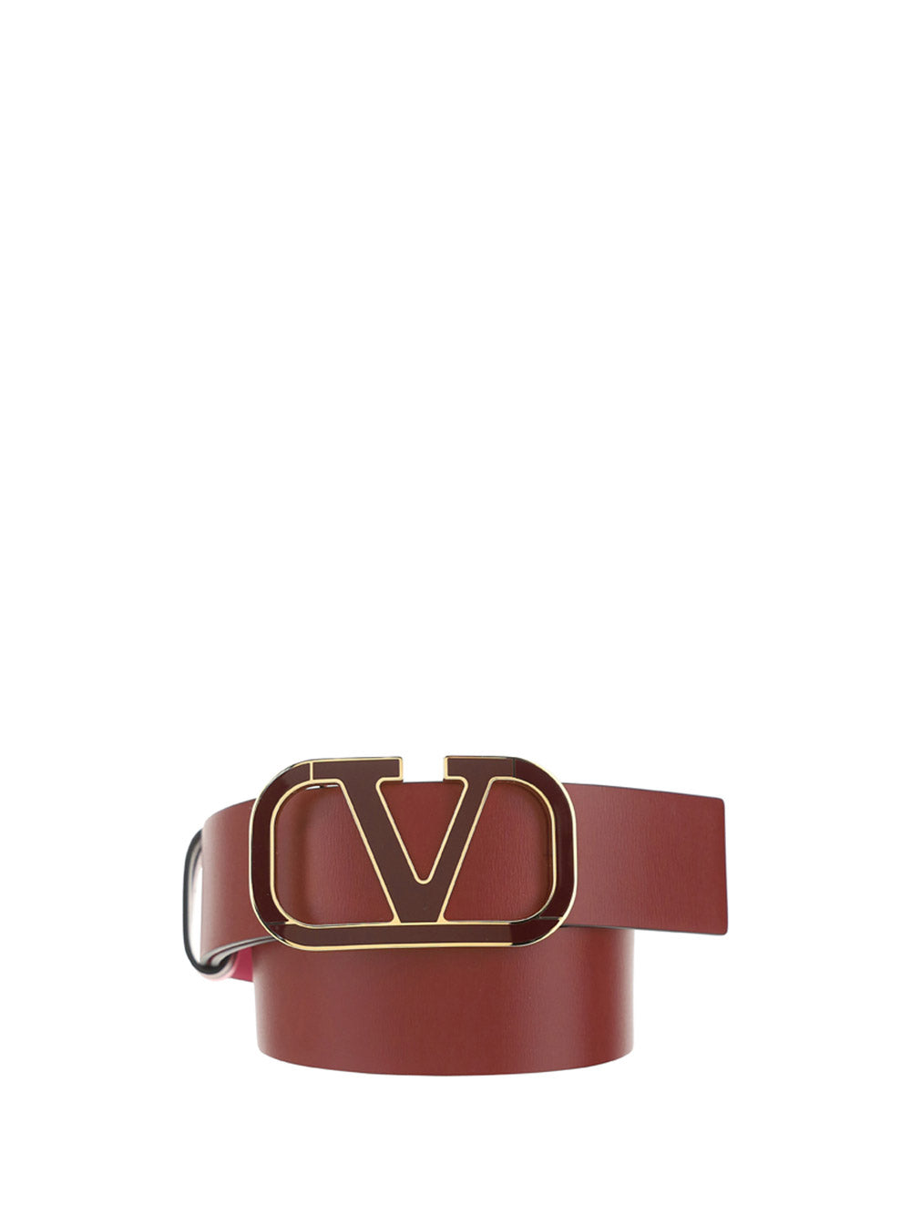 Reversible Vlogo Signature Belt In Shiny Calfskin 40MM - Red / Pink