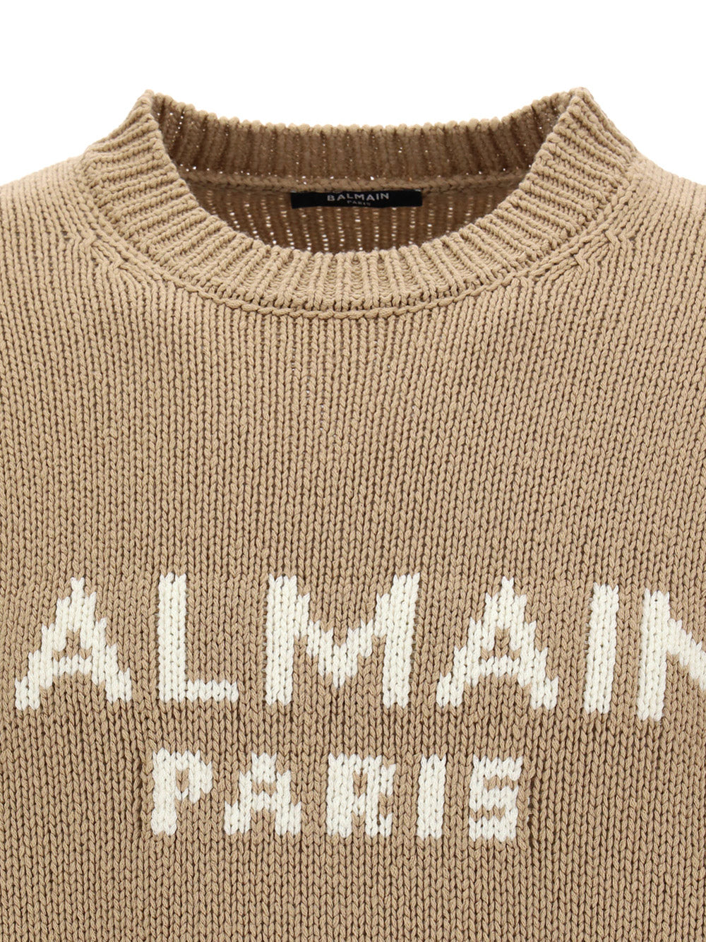 Marino Wool Sweater Logo - Beige