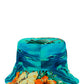 GG canvas and island print reversible bucket hat - Blue&Orange/Beige&Ebony