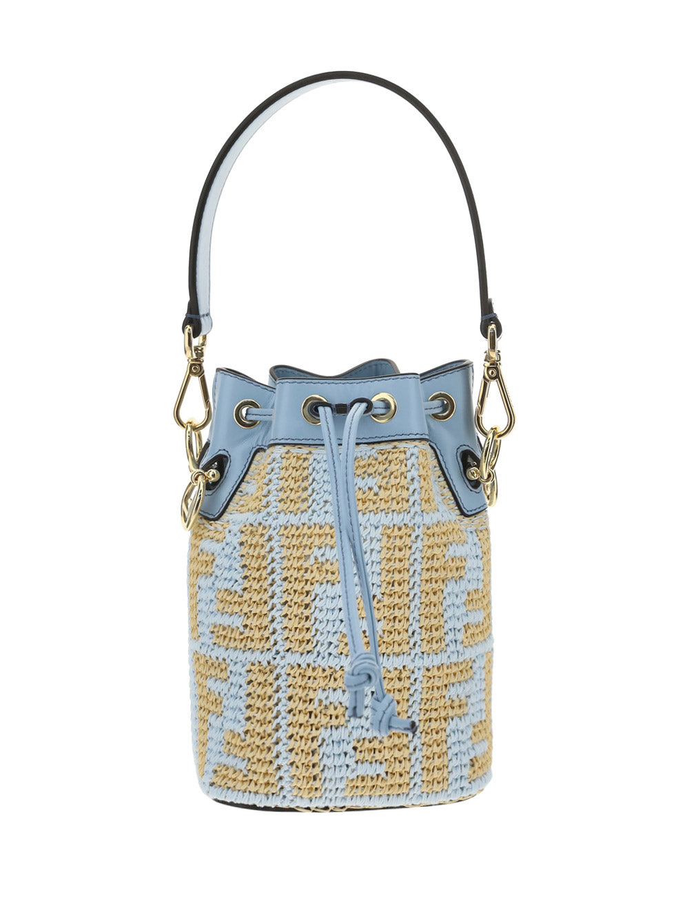 Mon Tresor Raffia Mini Bag - Beige / Blue