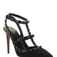 Rockstud Ankle Strap Pump In Tweed Lamé - Black