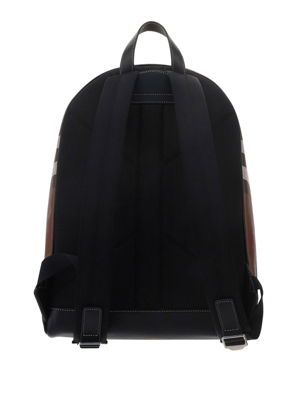 Check and Leather Backpack - Dark Birch Brown