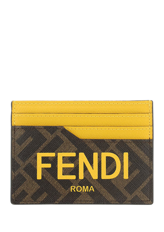 FF Logo Card Holder - Brown / Yellow