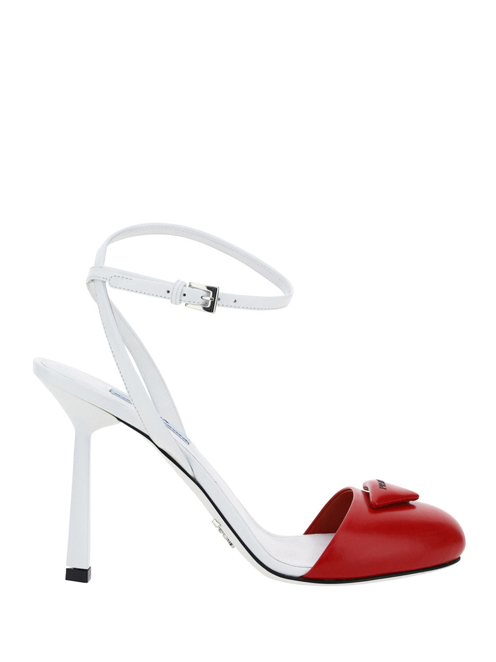Brushed Leather Pumps - White / Red