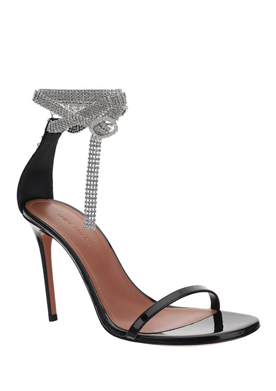 Giorgia Crystal Ankle Wrap Sandal - Black