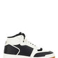 SL/80 Mid-Top Sneakers In Smooth And Grained Leather - Black / Cream